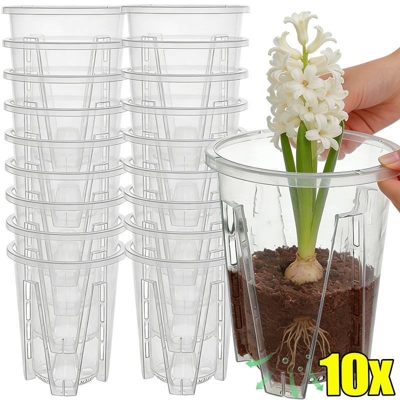Reusable Breathable Flower Pot Plastic Transparent Plants Flower Tray Root Control Pots Balcony Garden Plant Care Accessories