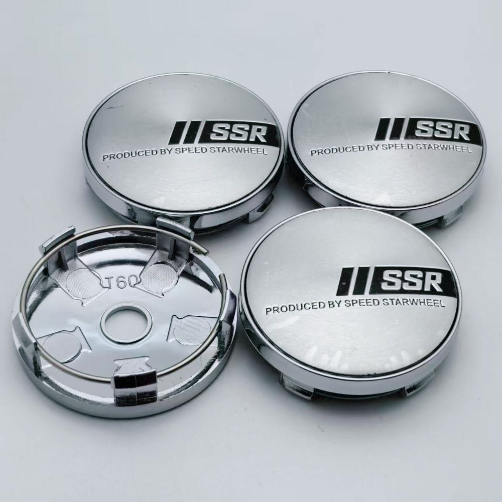 4pcs SSR Logo Emblem Badge Car Wheel Center Caps O.D 60MM I.D 56MM Wheels Hub Cap Rim Hubcaps Dust Cover Replace Car Accessories