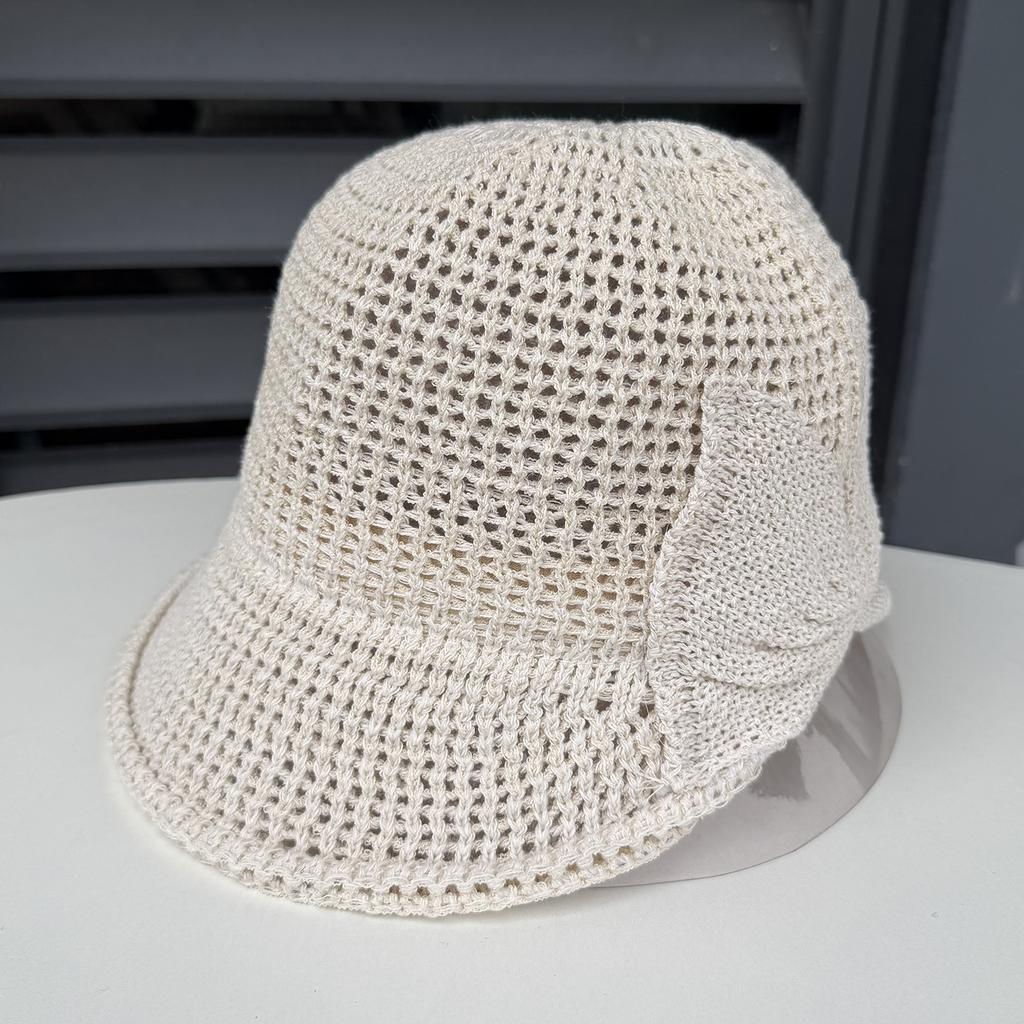 Foldable hollow woven bucket hat summer seaside big edge breathable sunshade sun protection hat women split basin hat