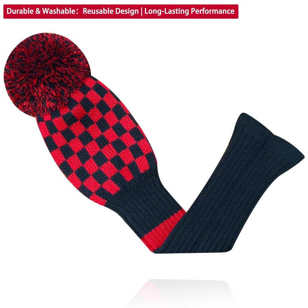 LeFeng Knit Golf Headcover for and Hybrid with Tag Driver, Wood, Pom-Pom