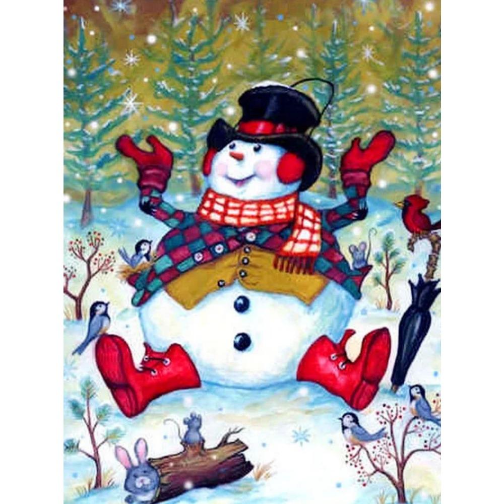 Алмазная живопись Art Full Drill Снеговик Алмазная картина Ручная работа Снежный день Diy Алмазная мозаика Картина Украшение дома Рождественский подарок