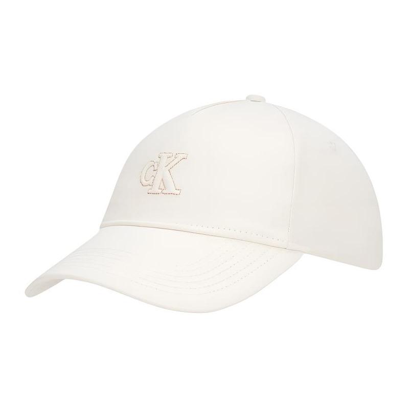 Calvin Klein Stroke embossed letters casual sports pure cotton peaked cap, same style for men and women, couple model, milky white 4F5044G-YBH