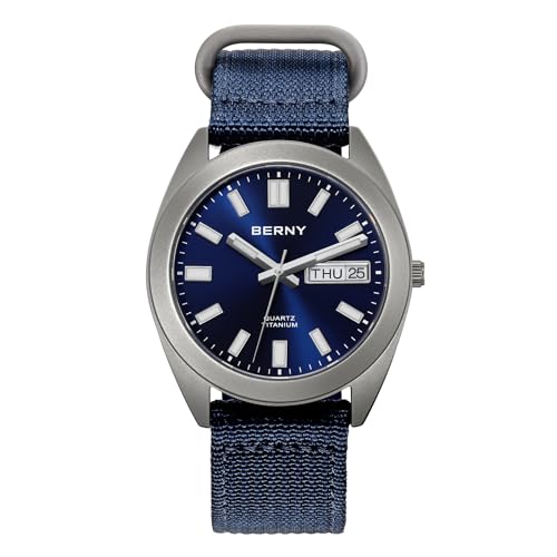 BERNY Titanium Watch Men's Watch Men's Watch Japanese Quartz Movement Titanium Analog Quartz Watch 10ATM Water Resistant Super Luminous