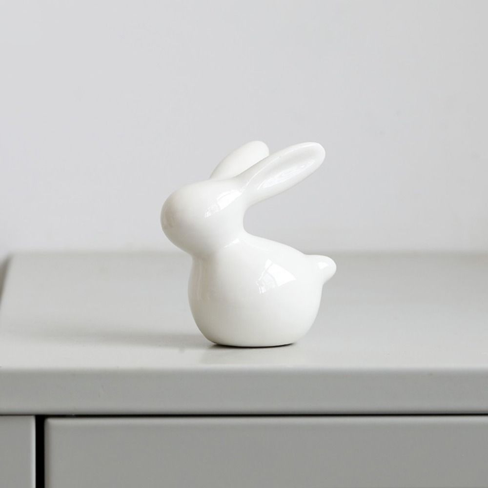 Cute Bunny Statue Simple Rabbit Model Micro Landscape Animal Sculpture  Cabinet