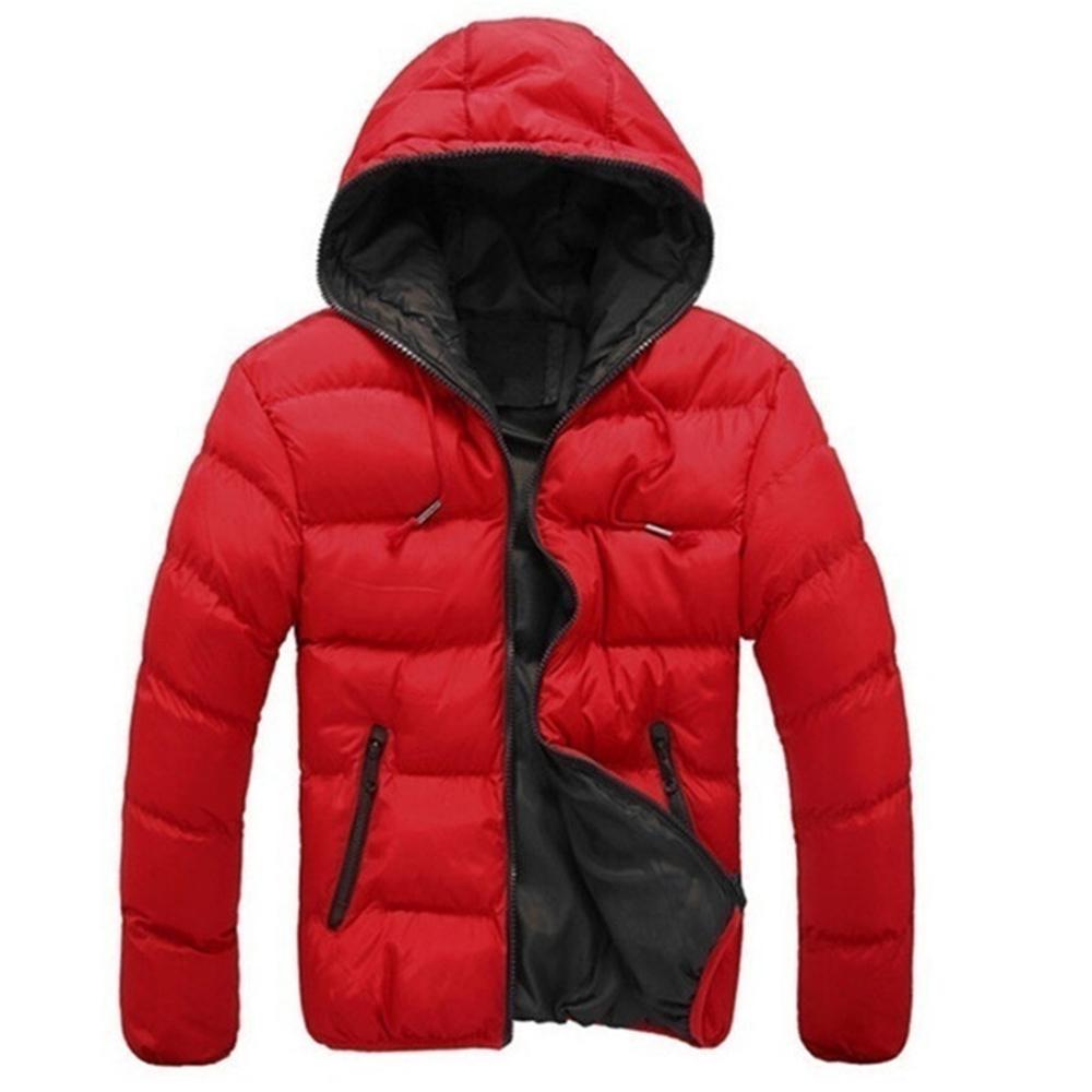 Мужские ветрозащитные хлопковые пуховики с капюшоном и верхней одеждой на молнии с длинными рукавами