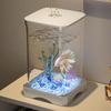Betta Fish Tank HD Betta Aquarium Fish Bowl Small Aquarium Ornamental Aquarium Starter With LED Light For Home Offices Apartment