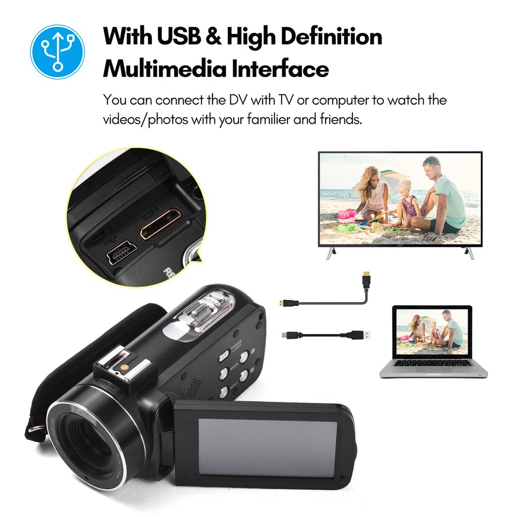 Andoer 2.7K Digital Video Camera Camcorder DV Recorder 48MP 16X Digital Zoom 3.0 Inch IPS Touch