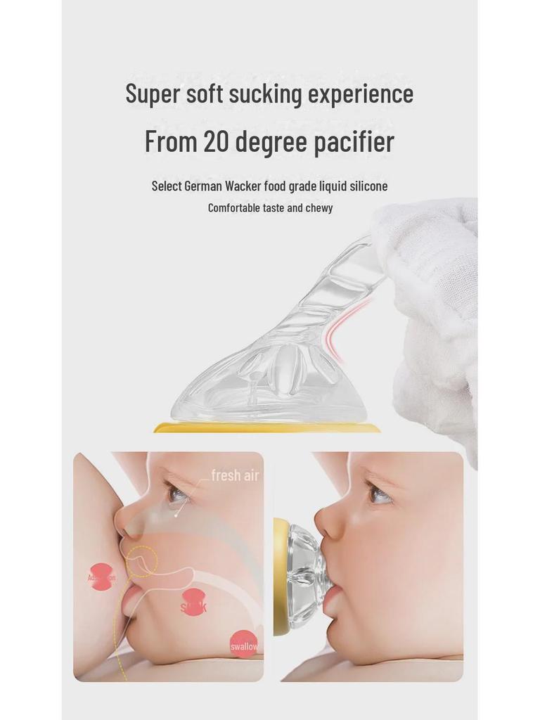 Бутылочка для кормления из полипропилена с широким горлом, антиколиковая, устойчивая к падениям, силикон с трубочкой