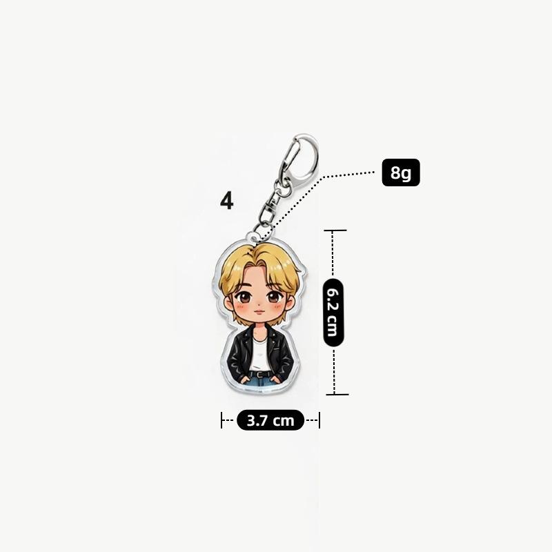 Брелок для ключей в стиле стритвир BTS, Ключница с мультяшной фигуркой Bangtan Boys для повседневной куртки, Мультяшный подвес для сумки K-pop айдола для фанатов ARMY