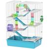 6 Tier Hamster Cage, Small Animal Cage with Tubes, Exercise Wheel, Ramps, Hut, Food Dish, Water Bottle, Light Blue
