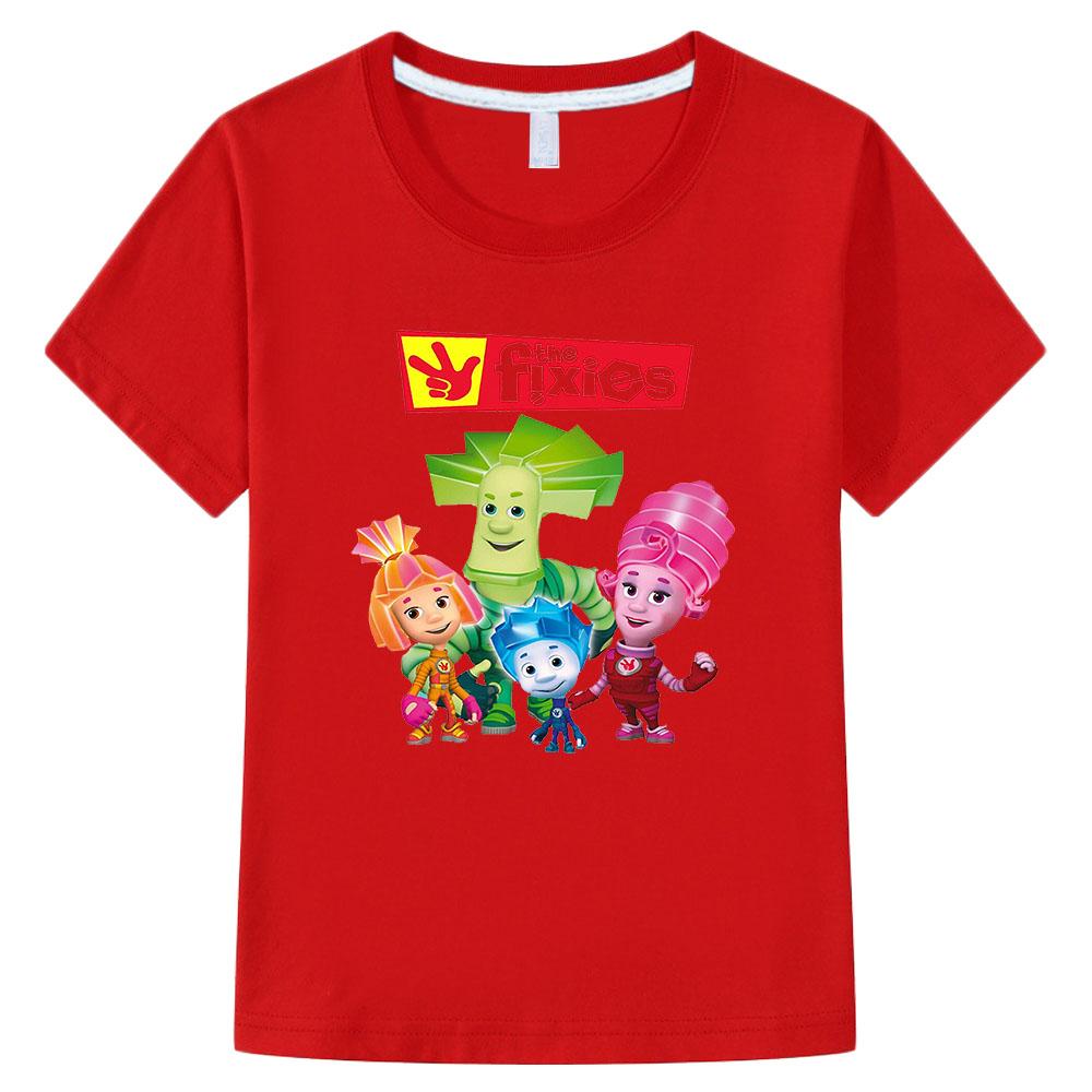 The Fixies Cartoon Boys and Girls 100%Cotton T-shirt Anime Print Short Sleeves Sports Comic Kids Clothing Toddler Tees for Summer Funny T-shirt