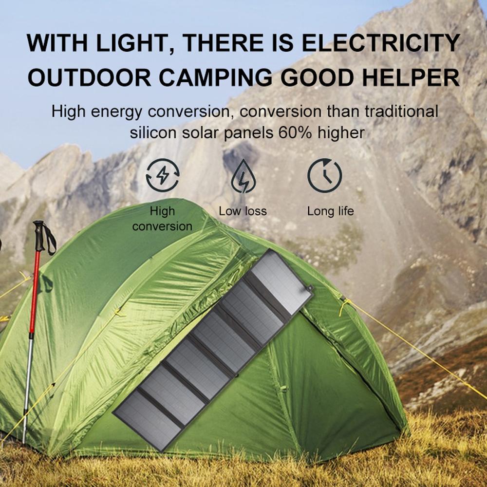 Портативная солнечная панель 60 Вт, складная монокристаллическая кремниевая солнечная зарядная плата с QC3.0/5V