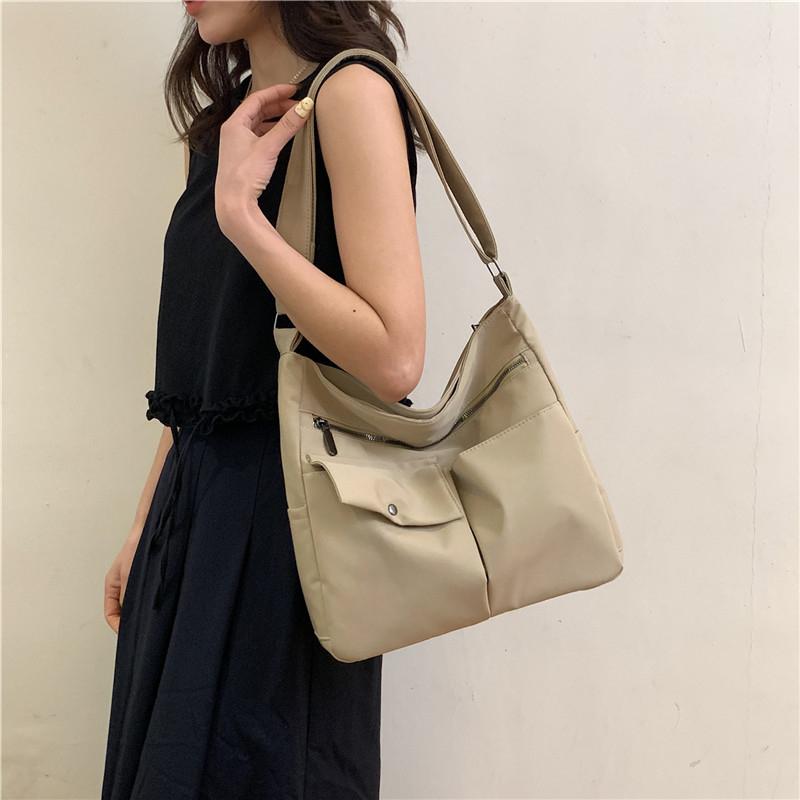 Оксфордская сумка с несколькими карманами, женская сумка через плечо, однотонная студенческая большая сумка