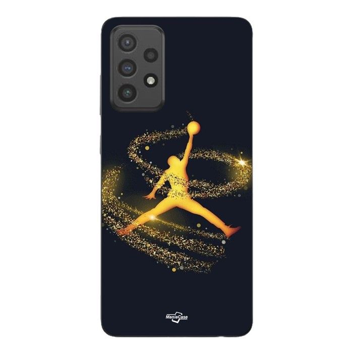Coque de téléphone - MANIACASE - Samsung Galaxy A53 - Silicone TPU - Noir - Jordan logo doré