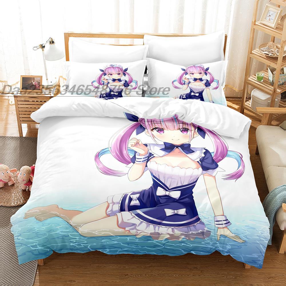 3D Принт Аниме Каваи Девочки Минато Аква Комплект Постельного Белья Односпальный Полуторный Двуспальный Кингсайз Комплект для Кровати Взрослый Детский Спальня Комплекты Пододеяльников