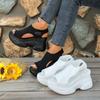 Women's Wide Width Knitted Platform Sandals, Wedge Heel Peep-Toe Sporty Sandals, European Style Summer Shoes Wholesale