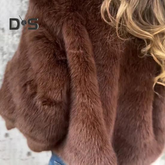 Зимняя женская куртка из толстого искусственного меха, сохраняющая тепло, с высоким воротником, однотонная, с длинными рукавами, для дома, вечеринки, офиса, клуба, отпуска