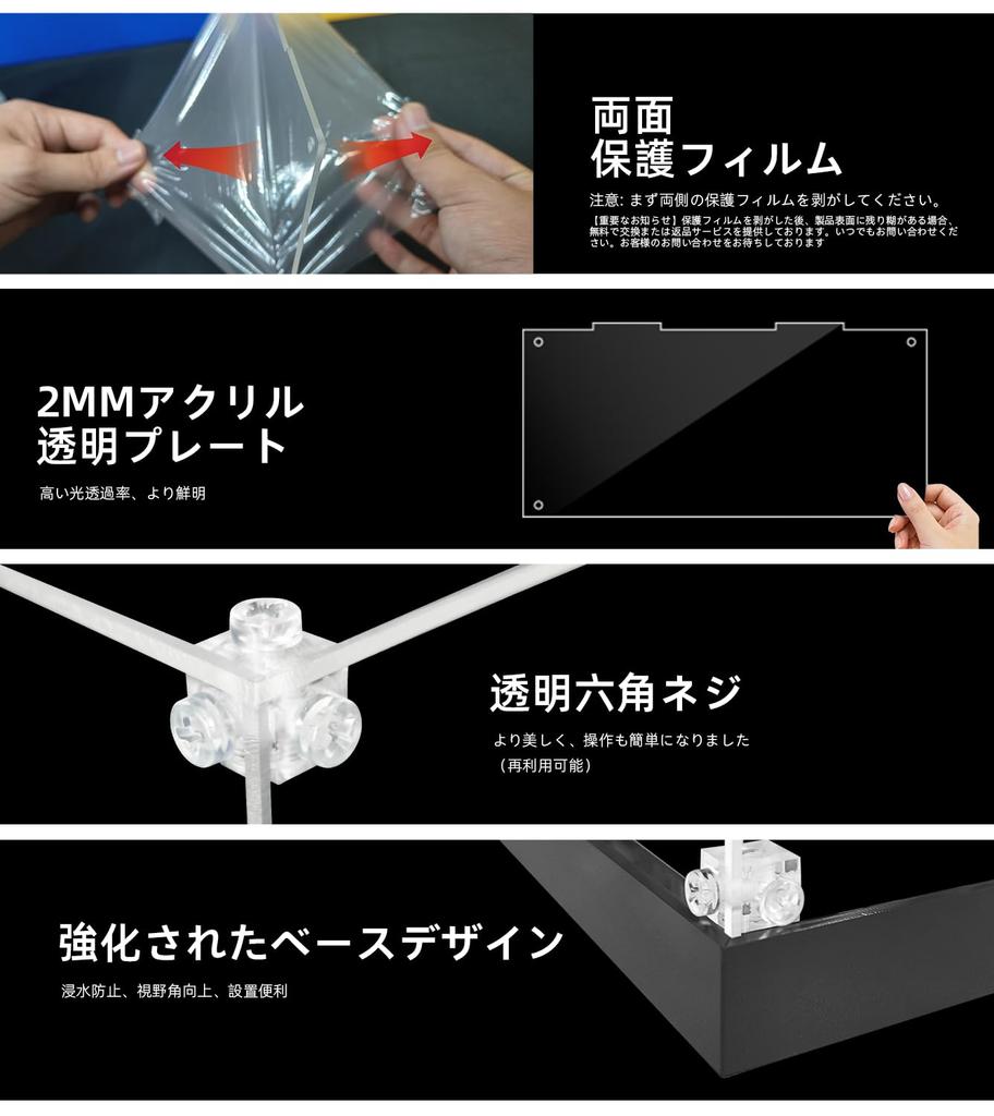 Sungvool Acrylic Display Case For Building Blocks with and Dustproof and UV Freestanding Black Base Storage Reinforced Construction for Assembled