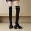 Krazing Pot Осенне-зимняя обувь из микрофибры, эластичные сапоги большого размера с квадратным носком, сохраняющие тепло, на молнии, размер 43, выше колена