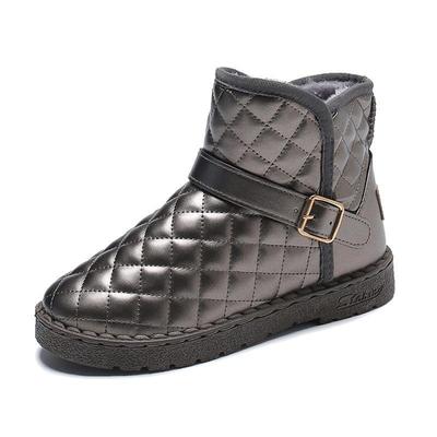 Женские ботинки короткие цилиндрические зимние новые корейские версии плюс флис и утолщение все нескользящие водонепроницаемые теплые зимние ботинки