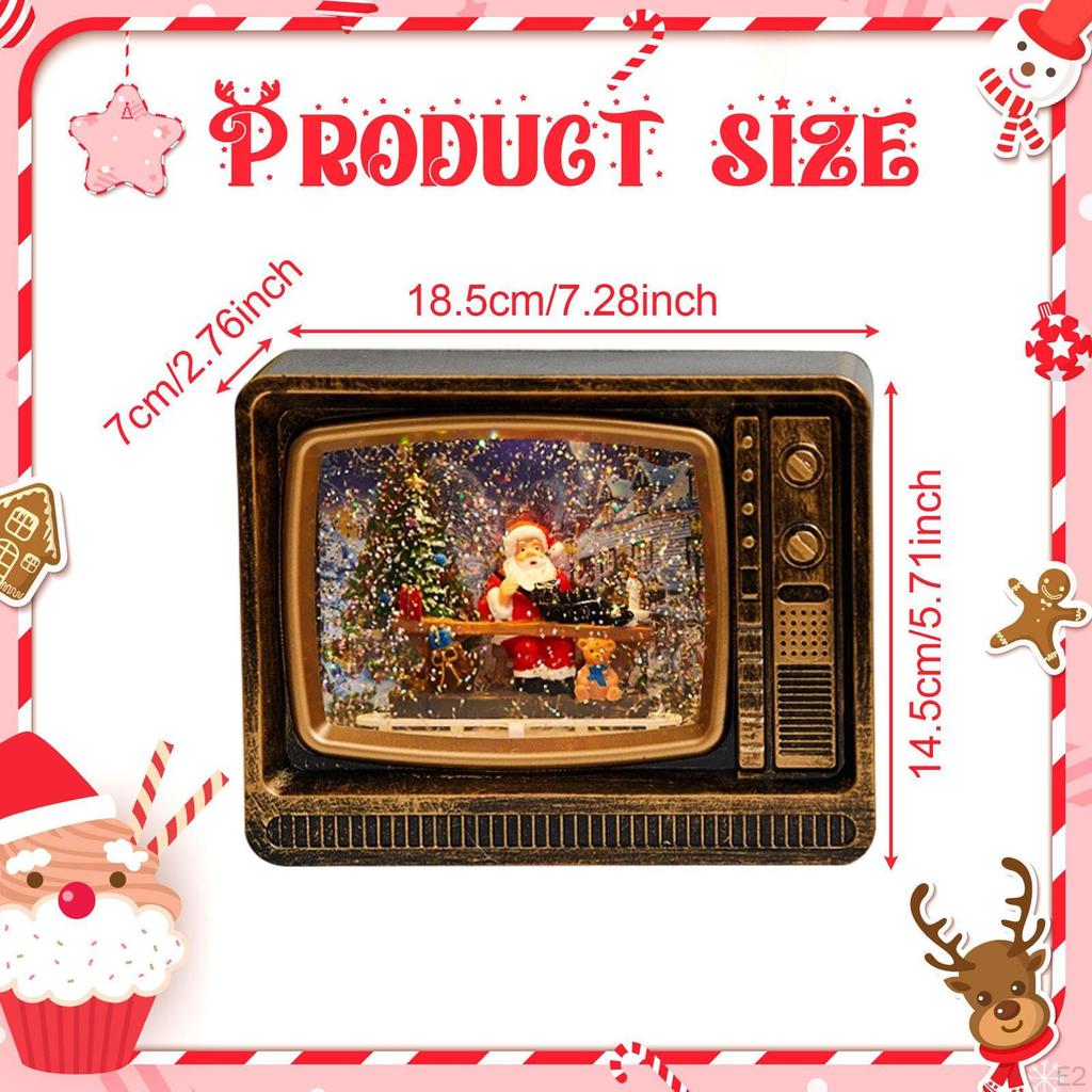 Рождественский Дед Мороз Музыкальная шкатулка Украшение Игрушка в форме телевизора Настольное искусство со светом Музыкальный