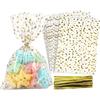 50/100 Pcs Star Printed Gift Wrap Cello Cellophane Treat Bags Party Favor Bags Clear Candy Cookie Bags for Bakery,Birthday, Wedding,Party