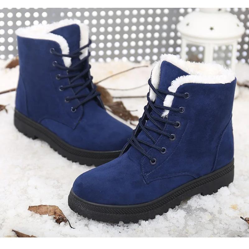Women's Boots 2023 Winter Boots With Fur Low Heels Snow Boots Ankle Bota Feminina Platform Booties For Women Winter Shoes Heeled