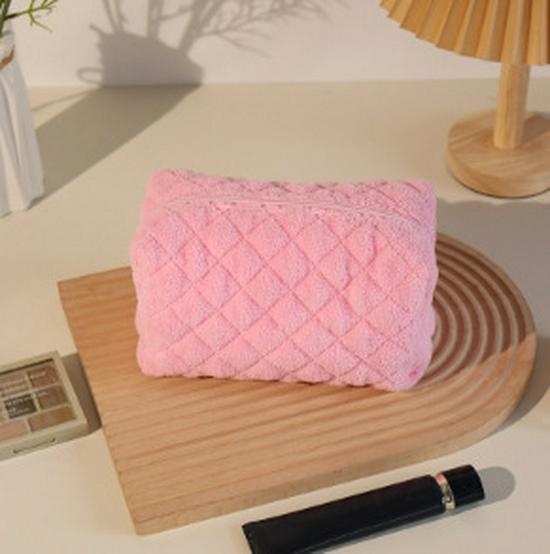 Korean Style Pastel Cotton-Filled Handbag Cosmetic & Travel Wash Bag