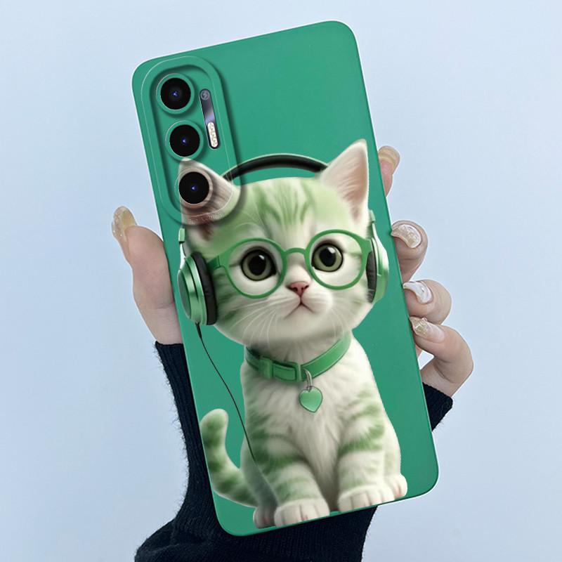 Чехол для Tecno Pova 3 LF7n Милый Мультяшный Кот Матовый Ударопрочный Мягкий Силиконовый Чехол для Телефона Для Tecno Pova 3 Pova3 Funda 6.9''