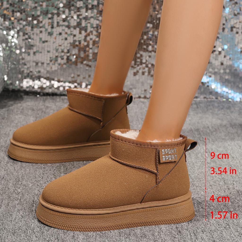 Women Snow Boots for Solid Platform Artificail Suede Boots Autumn Winter Warm Shoes Boats Large Size 44 Slip On Cotton Shoes