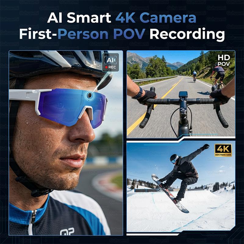 Мужские умные спортивные очки с HD-камерой 32 Мп, Bluetooth-звонки, 360° звук, солнцезащитные очки для велоспорта, ИИ-помощник, стабилизация изображения, новые