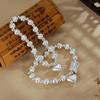 Браслет «Кошачий глаз» с сердечком 2025: Женский эластичный браслет ручной работы из бусин в корейском стиле с цепочкой роло с серебряным сердечком