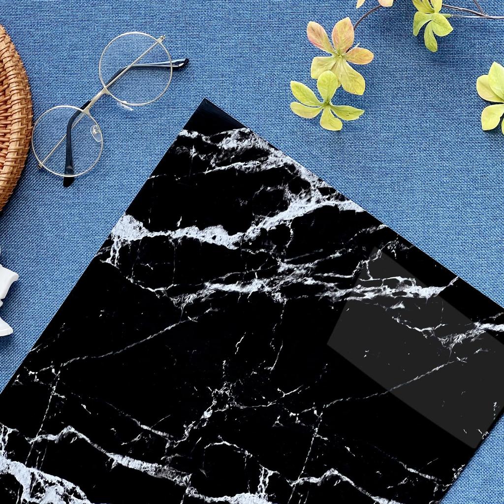 LVSHI Fake Tile Sticker Wallpaper Waterproof Marble Style Panel Removable Remake Sheet Stone Look Black Glossy Thick 30cm X 60cm Kitchen Washroom Tile