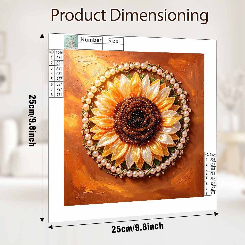 Pearl sunflower painting kit DIY. home or office wall decoration