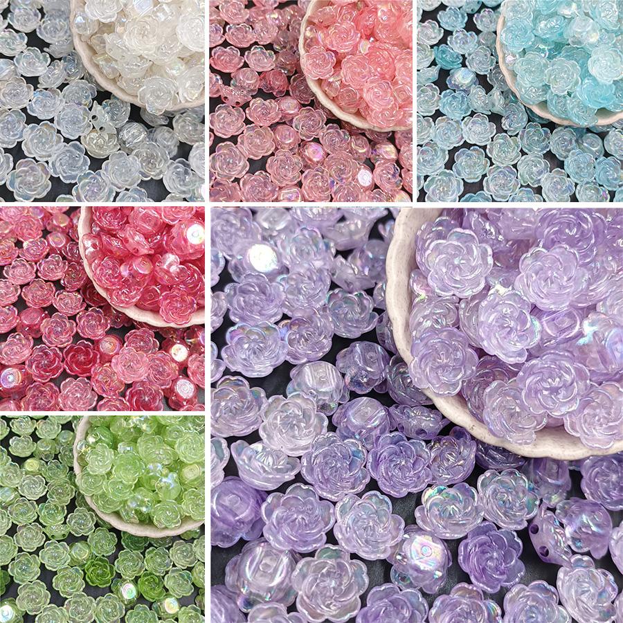 20 шт. AB цветные бусины с цветком, подвески с двойным отверстием, акриловые свободные бусины, фурнитура ручной работы для изготовления ювелирных изделий