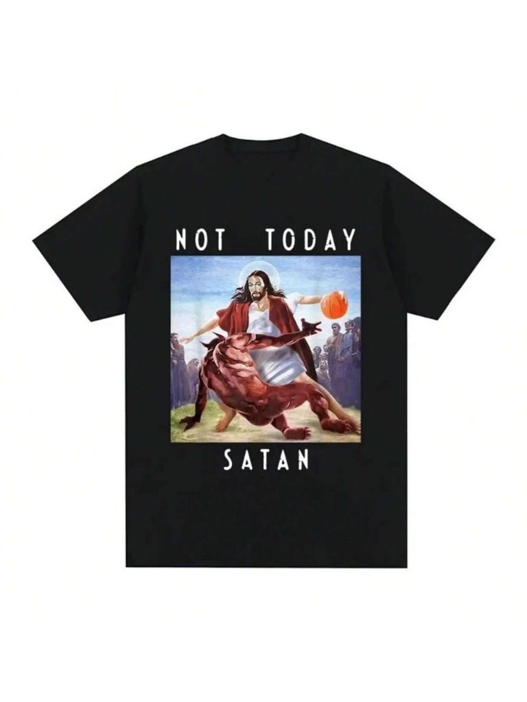 Basketball Funny Jesus T-Shirt For Men Prank Personality Streetwear T Shirts Hip Hop Street Outdoor Sports Fashion Women Tee