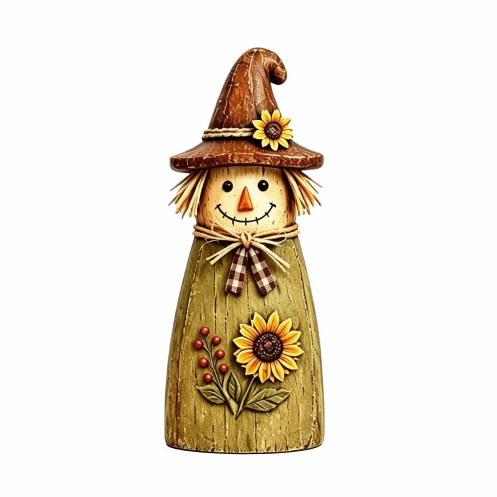 Rustic Witch Cat Decor Double Side Desktop Decoration Wooden Halloween Figurine Indoor Decor