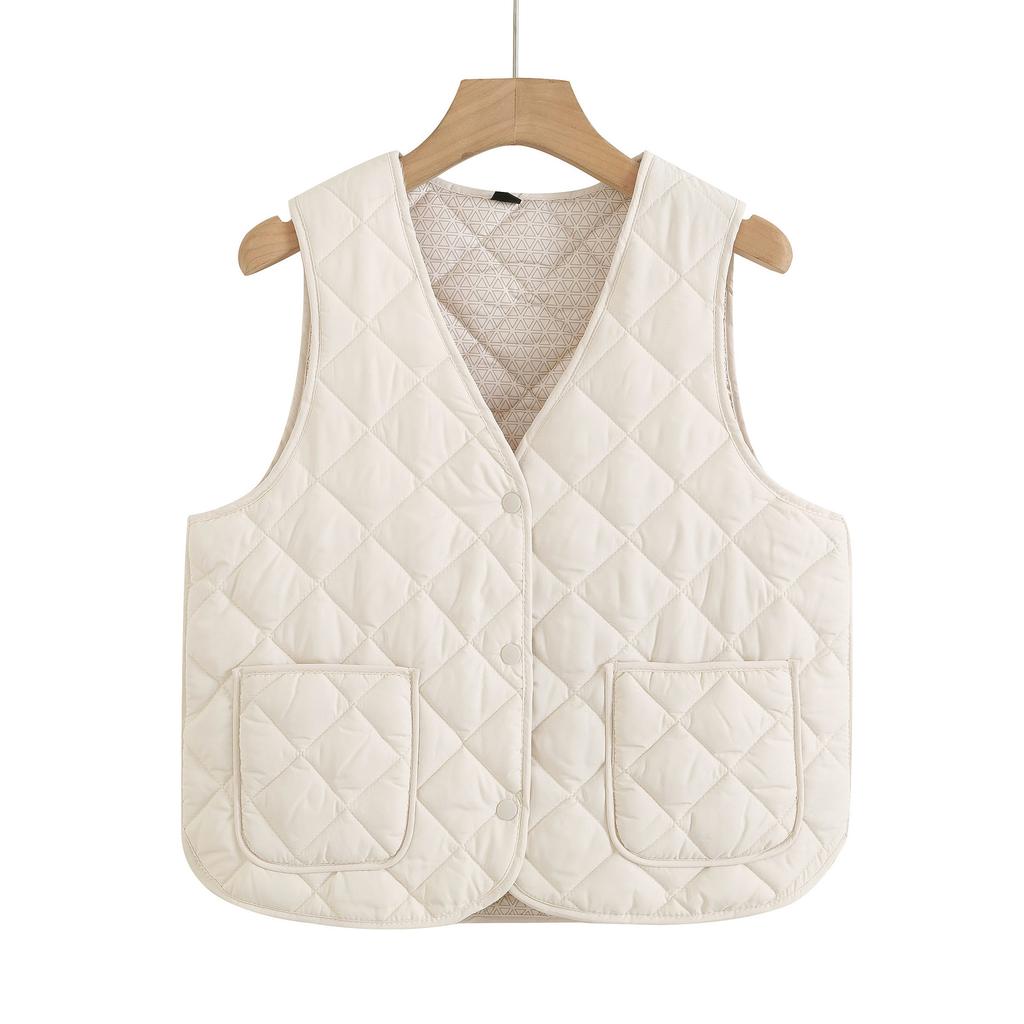 New Middle-aged and Old Mothers Wear Down Cotton Vests, Women's Autumn and Winter Velvet Thermal Vest, and Wear a Vest Jacket.