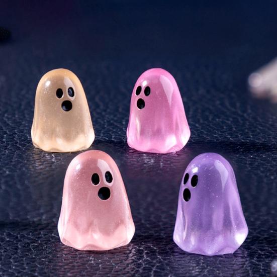 20/50/100 шт. Светящаяся в темноте фигурка привидения на Хэллоуин, мини-мультяшная статуэтка привидения из смолы, светящееся миниатюрное украшение привидения, настольное украшение