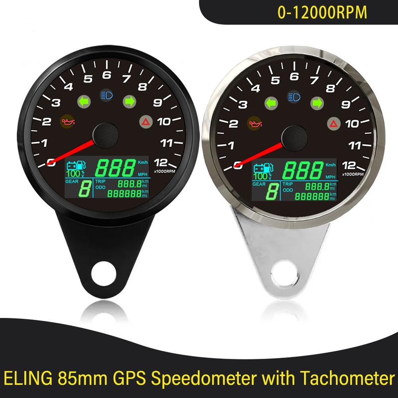 85-мм GPS-спидометр 0-299 км/ч MPH с тахометром 0-12000 об/мин, дальний свет, указатель поворота, давление масла для мотоцикла, автомобиля 12В 24В