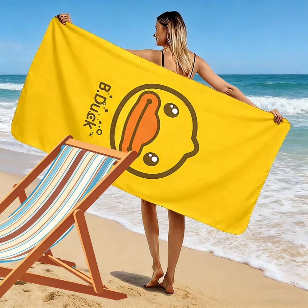 Yellow B.Duck Print Beach Towel Beach Towel Quick-drying for Travel Outdoor Sports Jogging Beach and Swimming