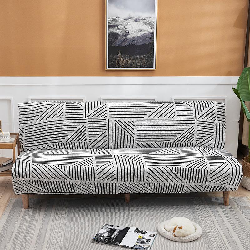 Elastic Fabric All-Inclusive Printed Sofa Towel Folding Sofa Bed Sofa Cover Without Armrest