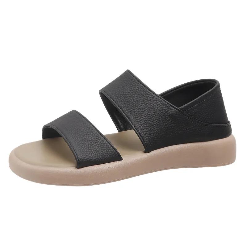 Летние новые сандалии Fairy Style Soft Sole для женщин с двумя сумками и римскими пляжными сандалиями