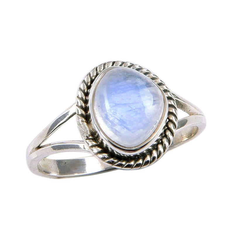 Natural Rainbow Moonstone Gemstone 925 Solid Sterling Silver Ring Size 5.5 V6g03