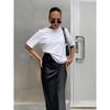 Elegant Satin Black Trumpet Skirts Fashion Slim High Waist Skirts Women Female 2023 Solid Office Long Skirt Spring Summer