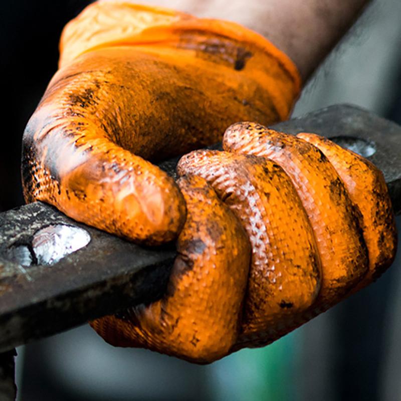 10/30 шт одноразовые перчатки с ромбовидной текстурой для механической безопасности и рабочих перчаток, прочные оранжевые нитриловые перчатки
