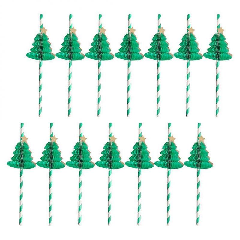 Christmas Style Drinking Straws Honeycomb Straws Food-Grade Cardboard Material 50Pcs For Bar Use And Holiday