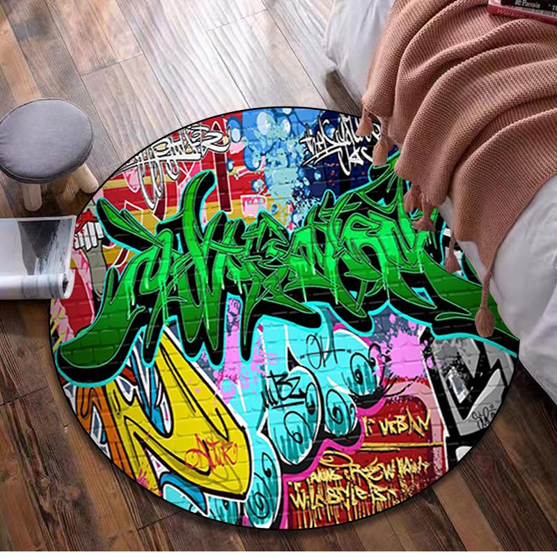 Graffiti Circular Rug - Office Decorative Carpet For Living Room Bedroom Door Mat Floor Rug Computer Chair Area Rug
