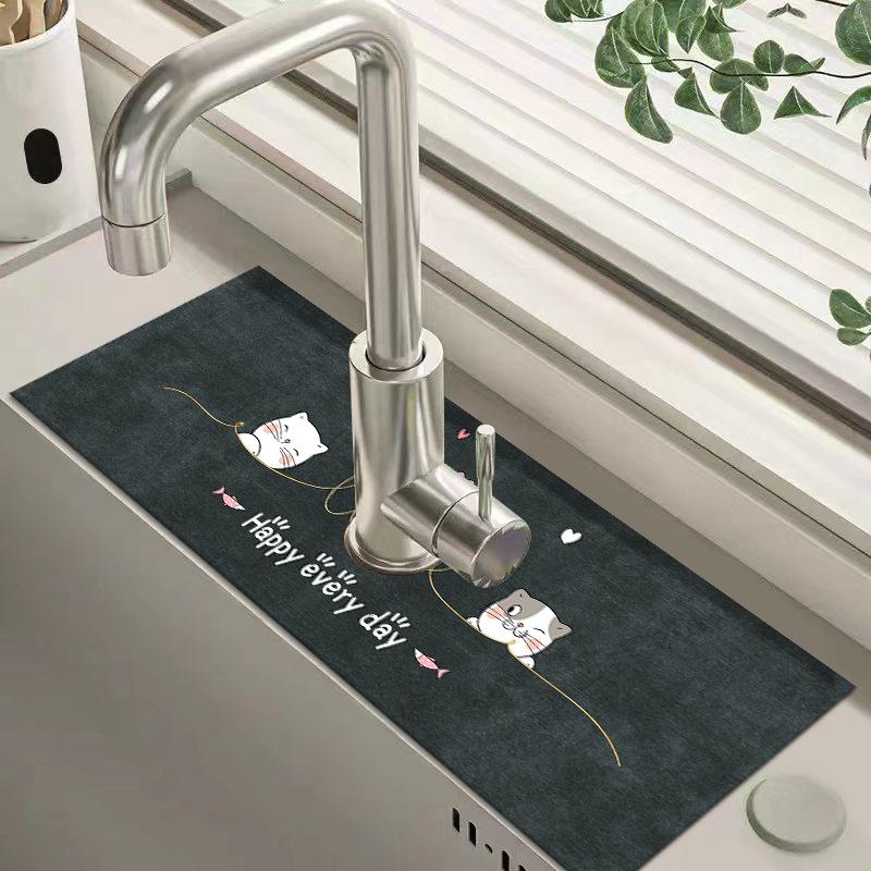 Диатомитовый сливной коврик для раковины, впитывающий коврик для сушки кухонной столешницы, коврик для кухонной раковины, нескользящий коврик для стола