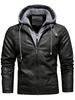 Мужская куртка из искусственной кожи с длинными рукавами и застежкой-молнией, воротником-стойкой, карманами на молнии и съемным капюшоном, шикарная и стильная приталенная куртка для ношения на открытом воздухе